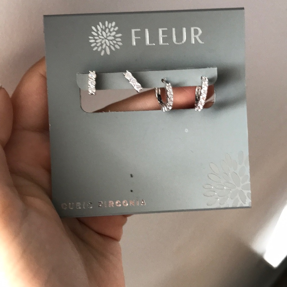 Fleur Cubic Zirconia Stud & Hoop Bling Earrings